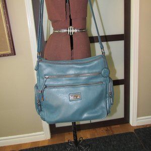 "FIORELLI" FAUX LEATHER CROSSBODY HANDBAG.  DARK TURQUOISE COLOUR.